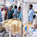 Sindh Chief Minister Syed Murad Ali Shah is inquires the health of the victims of Hub Road accident at the Trauma Center