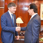 Speaker National Assembly Sardar Ayaz Sadiq receiving Ambassador of the Republic of Kazakhstan Yerzhan Kistafin at Parliament House