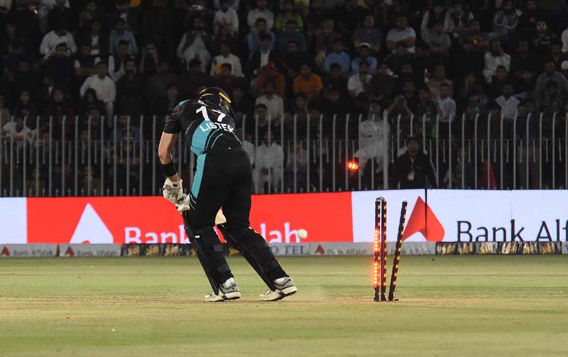 New Zealand batter Ben Lister bowled out during the 2nd T20 cricket match between Pakistan vs New Zealand at Pindi Cricket Stadium