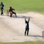 Pakistan Women’s Cricket Team ODIs Captain, Nida Dar celebrates after taking wicket of the West Indies batter Aaliyah Alleyne during 2nd ODI cricket match played between Pakistan Women’s team vs West Indies Women’s cricket team at National Stadium