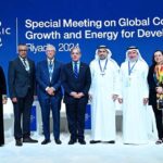 Prime Minister Muhammad Shehbaz Sharif in a group photo with the panelists of a session "Redefining Global Health Agenda" of World Economic Forum's Special Meeting on Global Collaboration, Growth and Energy for Development