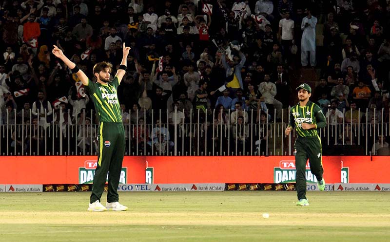 New Zealand batter Ben Lister bowled out during the 2nd T20 cricket match between Pakistan vs New Zealand at Pindi Cricket Stadium