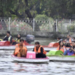Visitors enjoy boat ride in Jilani Park at weekend