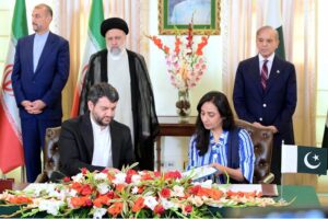 Prime Minister Muhammad Shehbaz Sharif and President of Iran H.E Dr. Seyyed Ebrahim Raisi witness signing of MoUs of cooperation in different fields between Iran and Pakistan.