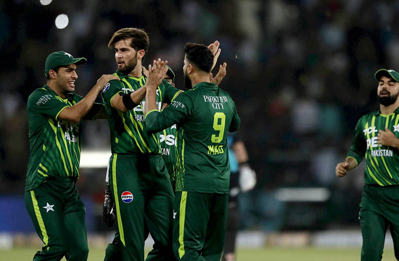 New Zealand batter Tim Seifert plays a shot during the Fifth Twenty20 International cricket match between Pakistan and New Zealand at the Qaddafi cricket stadium