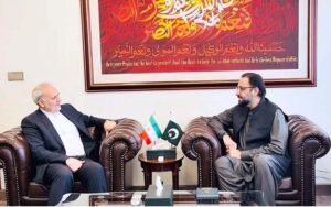 Ambassador of Iran H.E. Dr. Raza Amiri Moghaddam calls on Federal Minister for Overseas Pakistanis and Human Resources Development Chaudhry Salik Hussain.