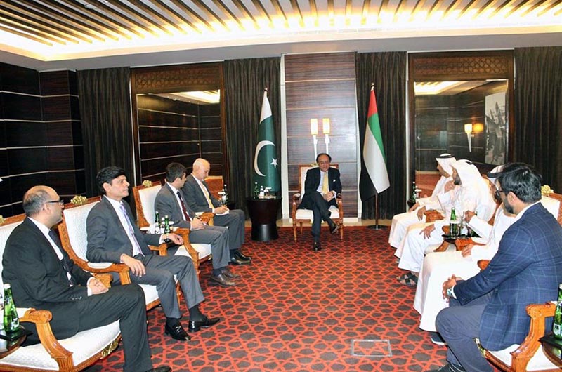 Finance Minister Muhammad Aurangzeb in a Meeting with Foreign Investors including Mr Abdulla Bin Lahej, Chairman of Ayana Holding and Mr Mohammed Hilal Bin Tarraf Al Mansoori, Chairman Nad Al Shiba.