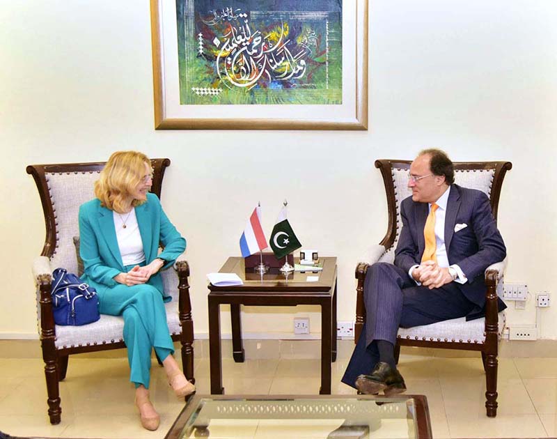 Minister for Finance and Revenue Mr. Muhammad Aurangzeb was called on by H.E. Mrs. Henny de Vries, Ambassador of the Kingdom of the Netherlands to Pakistan