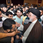 President of the Islamic Republic of Iran Dr. Seyyed Ebrahim Raisi shaking hand with students during his visit the Government College University (GC) Lahore.