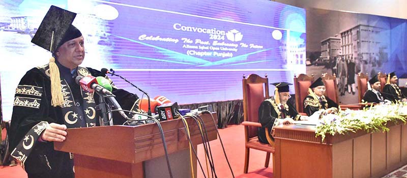 Federal Minster for Law and Justice Senator Azam Nazeer Tarar addressing at 37th Convocation of Allama Iqbal Open University (AIOU)