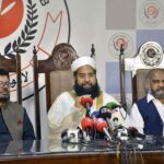 Chairman Pakistan Ulema Council, Allama Tahir Ashrafi addressing a press conference at Press Club