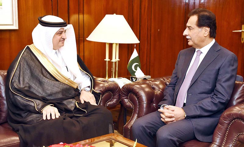 Ambassador of Saudi Arabia Nawaf Bin Saeed Ahmed Al-Malkiy called on Speaker National Assembly Sardar Ayaz Sadiq at Parliament House.