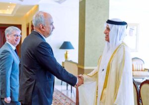 Ambassador Faisal Niaz Tirmizi, Pakistan’s envoy to the United Arab Emirates in a meeting with Sheikh Saud bin Saqr Al Qasimi, Ruler of Ras Al Khaimah at Al Dhait Palace.