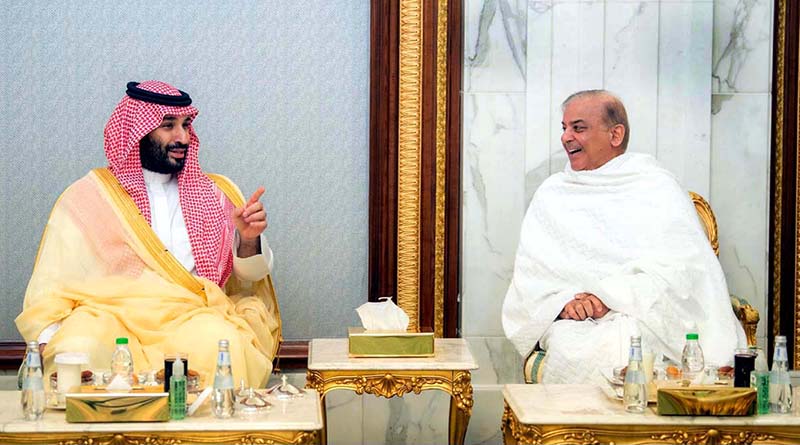 Prime Minister Muhammad Shehbaz meets with Saudi Crown Prince His Royal Highness Mohammed bin Salman Al Saud