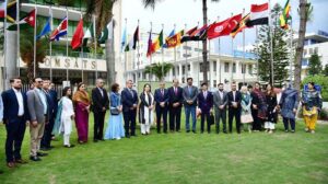 PM's coordinator on climate change & Environmental coordination Romina Khurshid Alam in a group photo during a launching ceremony of WEF's National plastic action partnership held at COMSATS wherein more than 12 countries ambassadors participated.