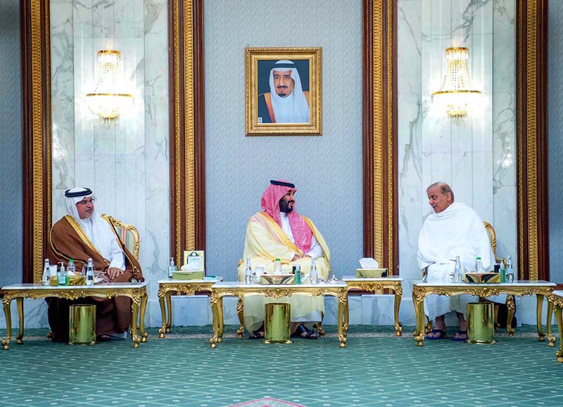 Prime Minister Muhammad Shehbaz meets with Saudi Crown Prince His Royal Highness Mohammed bin Salman Al Saud