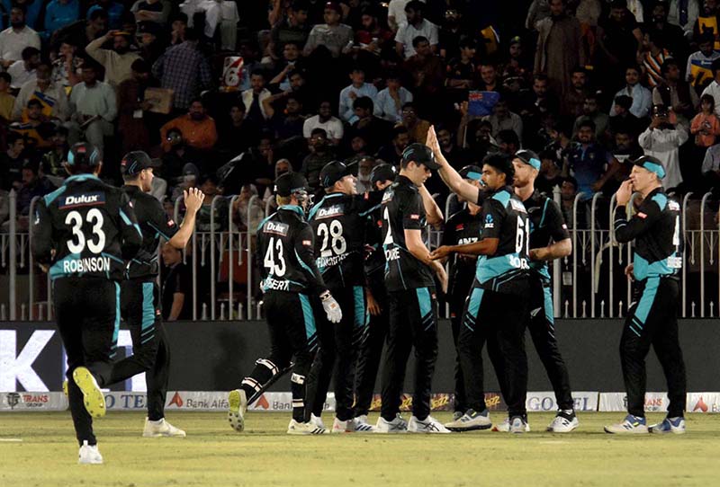 Pakistan’s batter Saim Ayub play a shot during the 3rd T20 cricket match between Pakistan vs New Zealand at Pindi Cricket Stadium