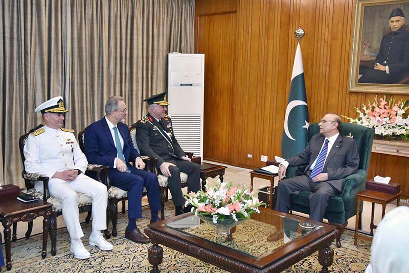 President Asif Ali Zardari meeting with the Chief of Turkish General Staff, Republic of Turkiye, General Metin Gurak who called on him at Aiwan-e-Sadr