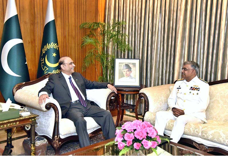 Chief of the Naval Staff, Admiral Naveed Ashraf called on President Asif Ali Zardari at Aiwan-e-Sadr