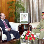 Chief of Army Staff (COAS), General Syed Asim Munir, NI (M), calls on President Asif Ali Zardari, at Aiwan-e-Sadr