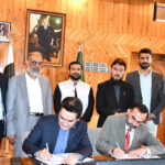 Additional Chief Secretary Gilgit-Baltistan Cap (R) Mushtaq and Director SPARKO signing MoUs for giving GIS to the effecties of Diamer Basha Dam