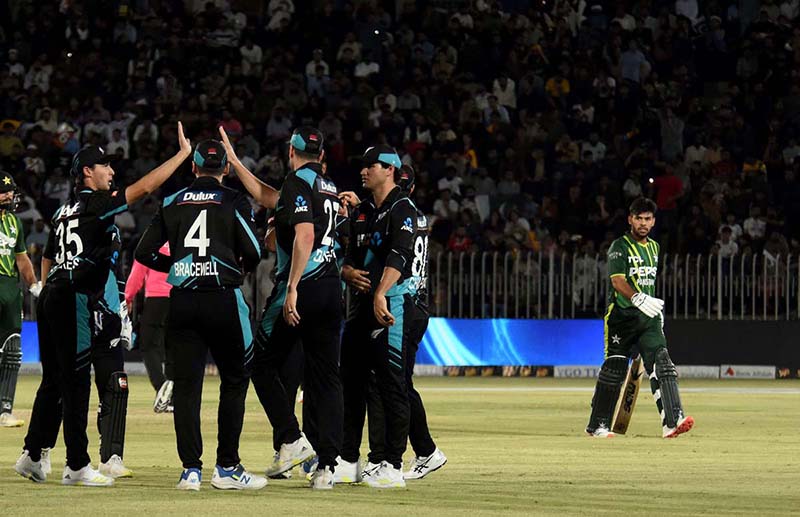 Pakistan’s batter Usman khan play a shot during the 3rd T20 cricket match between Pakistan vs New Zealand at Pindi Cricket Stadium