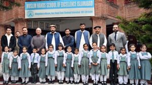 Chief Minister Gilgit-Baltistan Haji Gulbar khan interacting with students during his visit to Muslim Hands School of Excellence.