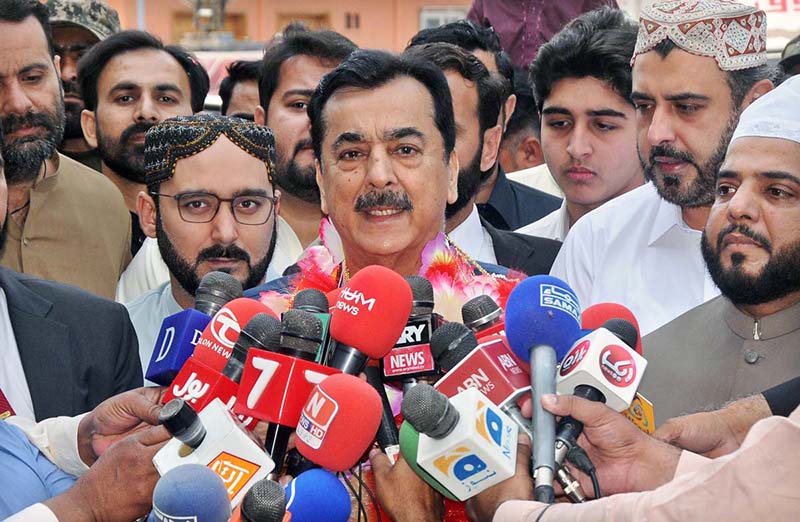 Chairman Senate Syed Yousaf Raza Gillani offers Eidul Fitr prayer at Musa Pak Shaheed Masjid