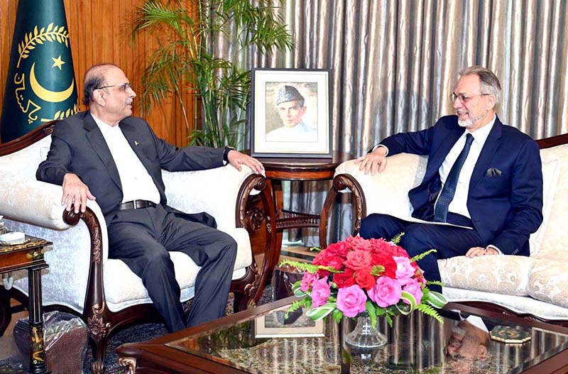 The Ambassador of Turkiye to Pakistan, Dr. Mehmet Pacaci, calls on President Asif Ali Zardari, at Aiwan-e-Sadr.