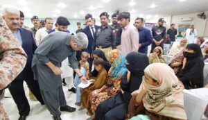 Federal Minister for Interior Mohsin Naqvi listening to the issues of special citizens during his visit to Sukkur on the occasion of inspection of NADRA Center.
