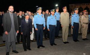 Federal Minister for Overseas Pakistanis and Human Resource Development Chaudhry Salik Hussain in a meeting with the Chinese Ambassador to Pakistan, Jiang Zaidong at Nur Khan Airbase.