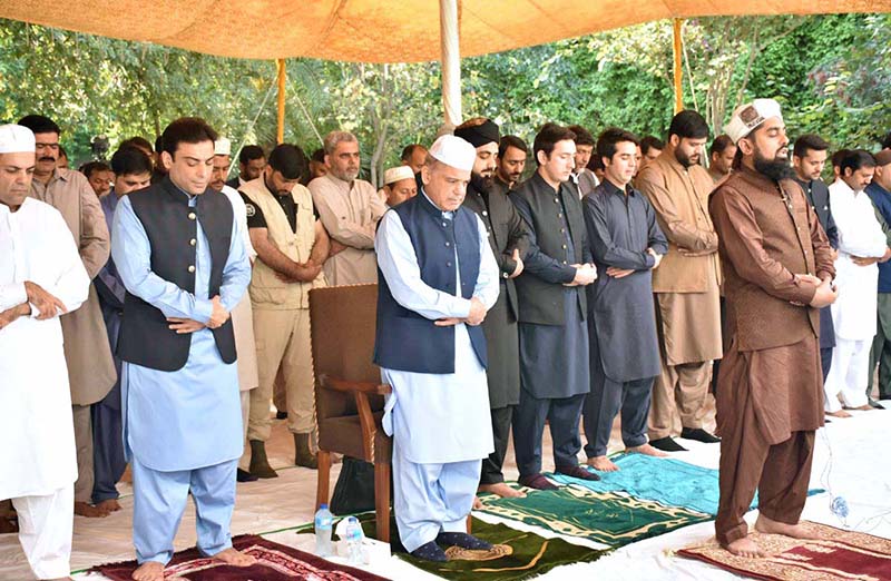 Prime Minister Muhammad Shehbaz Sharif offers Eid-ul-Fitr prayer.
