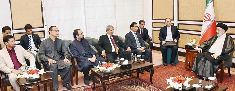 Speaker National Assembly Sardar Ayaz Sadiq in a meeting with President of Iran Dr. Seyyed Ebrahim Raisi.