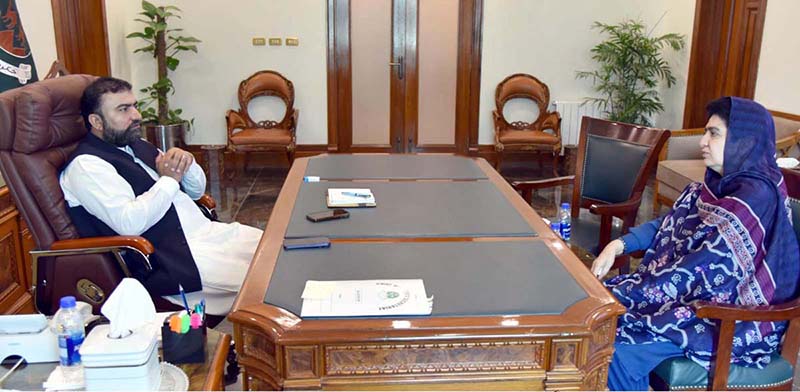 Provincial Education Minister Raheela Hameed Khan Durrani calls on Balochistan Chief Minister Mir Sarfraz Bugti