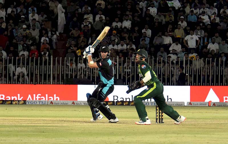 New Zealand Batter Tim Robinson bowled out during the 3rd T20 cricket match between Pakistan vs New Zealand at Pindi Cricket Stadium.