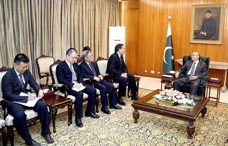 Chairman of China International Development Cooperation Agency, Luo Zhaohui, along with his delegation call on President Asif Ali Zardari, at Aiwan-e-Sadr.