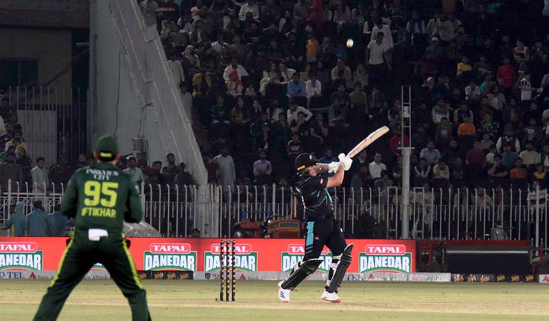 New Zealand Batter Tim Robinson bowled out during the 3rd T20 cricket match between Pakistan vs New Zealand at Pindi Cricket Stadium.