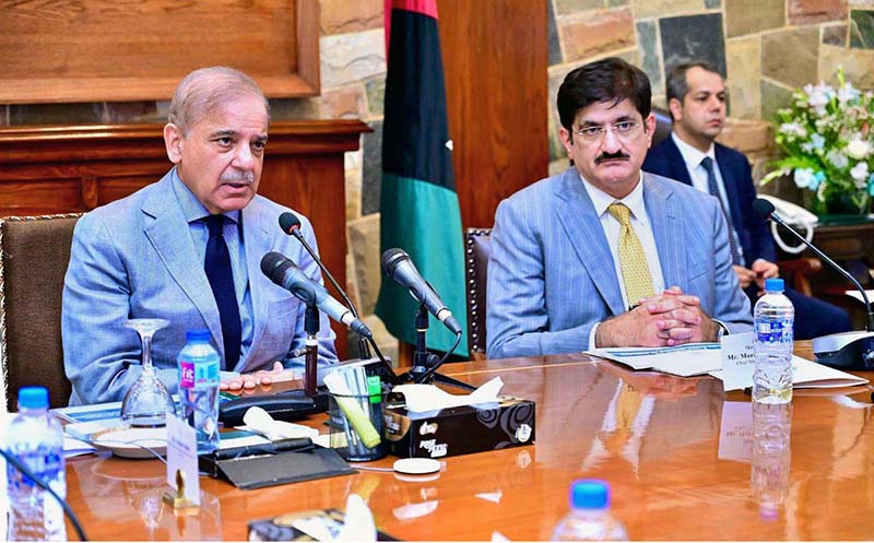 Prime Minister Muhammad Shehbaz Sharif chairs a briefing regarding various developmental projects of the Sindh Government.