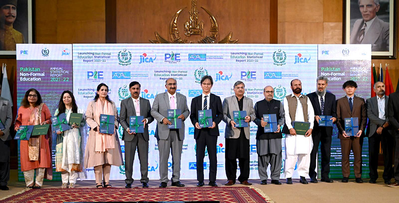 Secretary Education, Mohyuddin Ahmad Wani addresses the launching ceremony of ‘Pakistan Non–Formal Education Annual Statistical Report 2021-22’ jointly organized by Pakistan Institute for Education-PIE, Ministry of Federal Education and Professional Training & JICA-AQAL Project at Allama Iqbal Open University