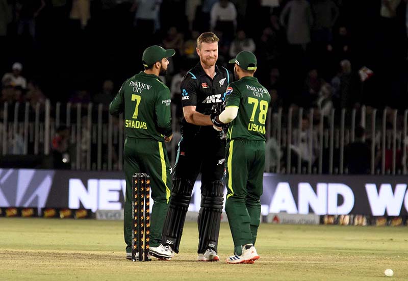 New Zealand Batter Tim Robinson bowled out during the 3rd T20 cricket match between Pakistan vs New Zealand at Pindi Cricket Stadium.