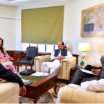 Chairman Prime Minister's Youth Programme Rana Mashhood Ahmed Khan in a meeting with Dr. Shehla Raza and Haider Hussain.