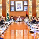 Prime Minister Muhammad Shehbaz Sharif chairs a meeting of the Karachi Chamber of Commerce in CM House