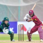 Players in action during First ODI cricket match playing between Pakistan Women’s Cricket team and West Indies Women’s cricket team at National Bank Stadium