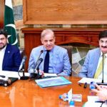 Prime Minister Muhammad Shehbaz Sharif chairs a meeting of the Karachi Chamber of Commerce in CM House