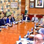 Prime Minister Muhammad Shehbaz Sharif chairs a meeting of the Karachi Chamber of Commerce in CM House