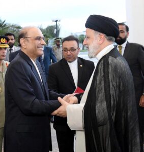 President Asif Ali Zardari and the Iranian President, Dr. Seyyed Ebrahim Raisi, held a meeting, at Aiwan-e-Sadr.