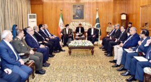 President Asif Ali Zardari and the Iranian President, Dr. Seyyed Ebrahim Raisi, held a meeting, at Aiwan-e-Sadr.