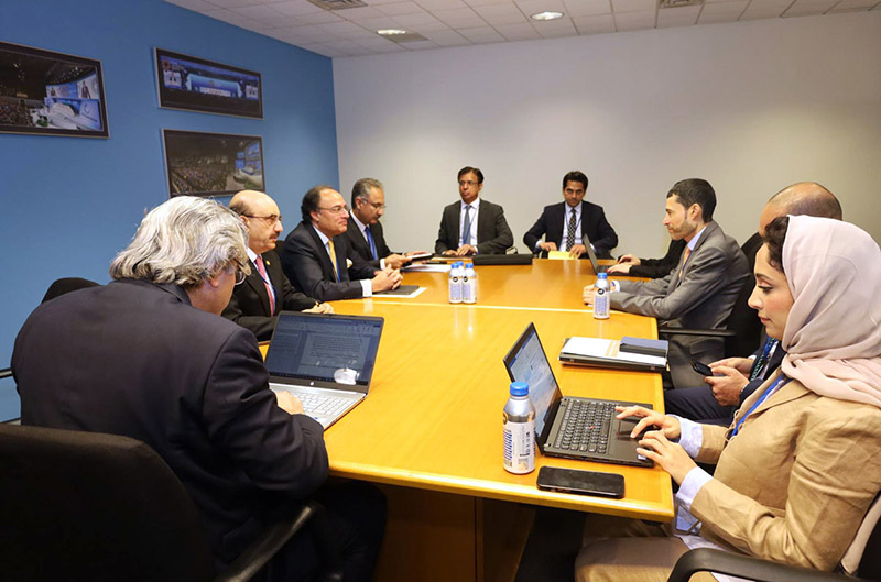 Federal Minister for Finance and Revenue, Mr. Muhammad Aurangzeb, in a meeting with UAE's Minister of State for Financial Affairs, Mohamed bin Hadi Al Hussaini.