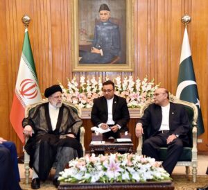 President Asif Ali Zardari and the Iranian President, Dr. Seyyed Ebrahim Raisi, held a meeting, at Aiwan-e-Sadr.