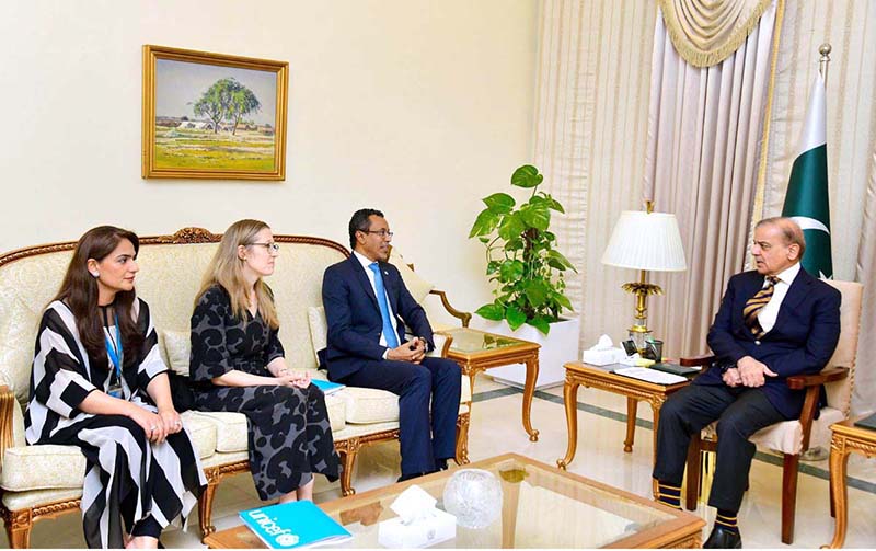 A delegation of UNICEF calls on Prime Minister Muhammad Shehbaz Sharif